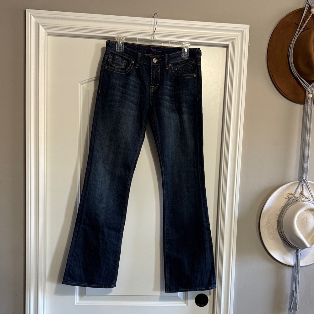 Vigoss Dark Blue Bootcut Jeans with Yellow Stitching